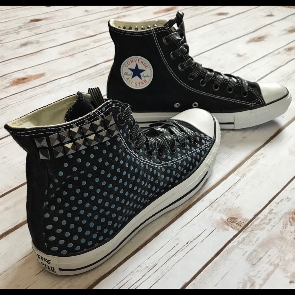 Polka dot and studded Converse high top sneakers